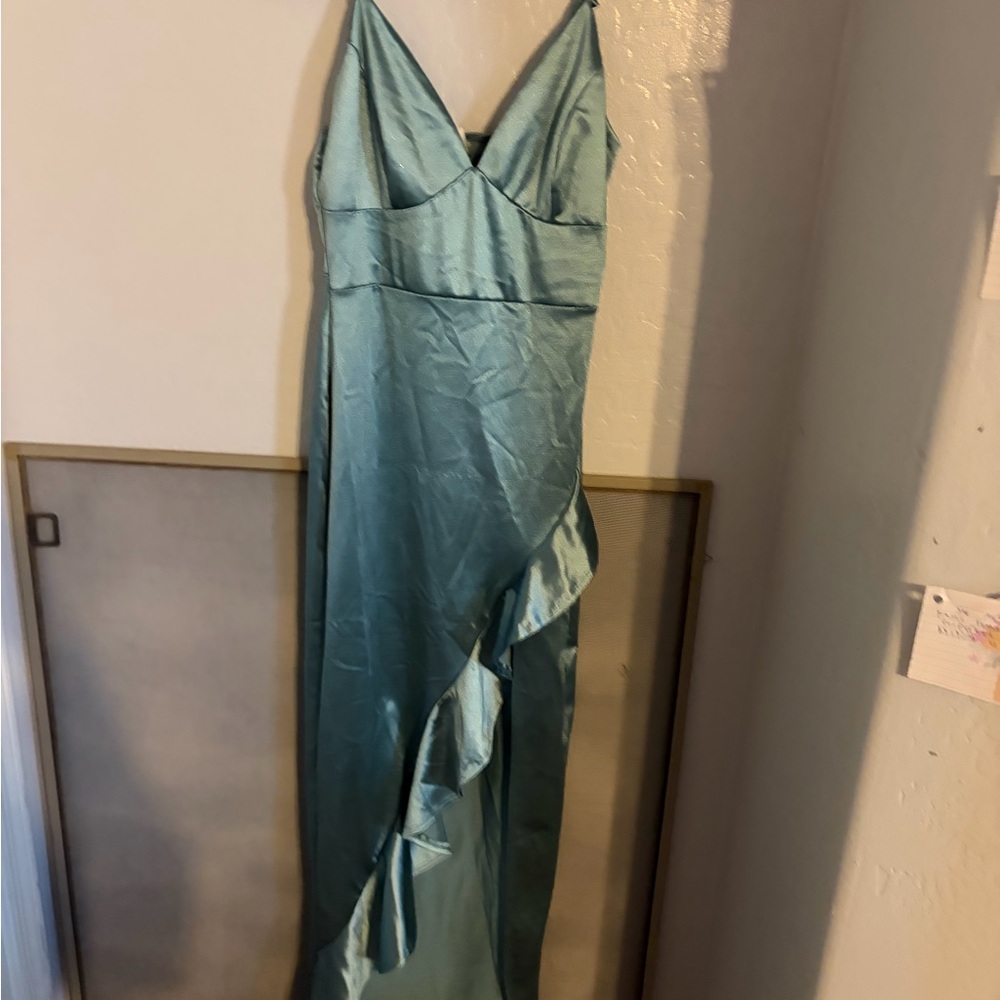 Elegant Blue Satin Dress